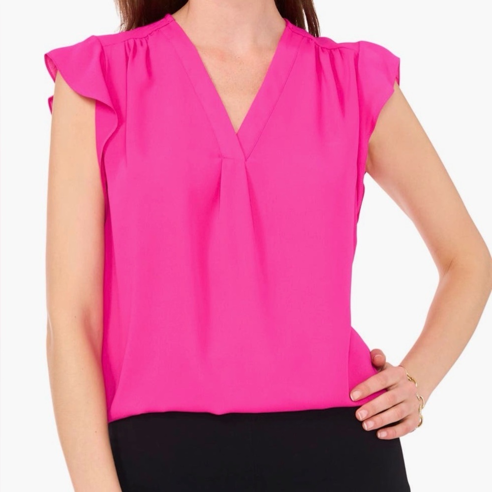 Chaus Women's Fuchsia Flutter Sleeve Blouse